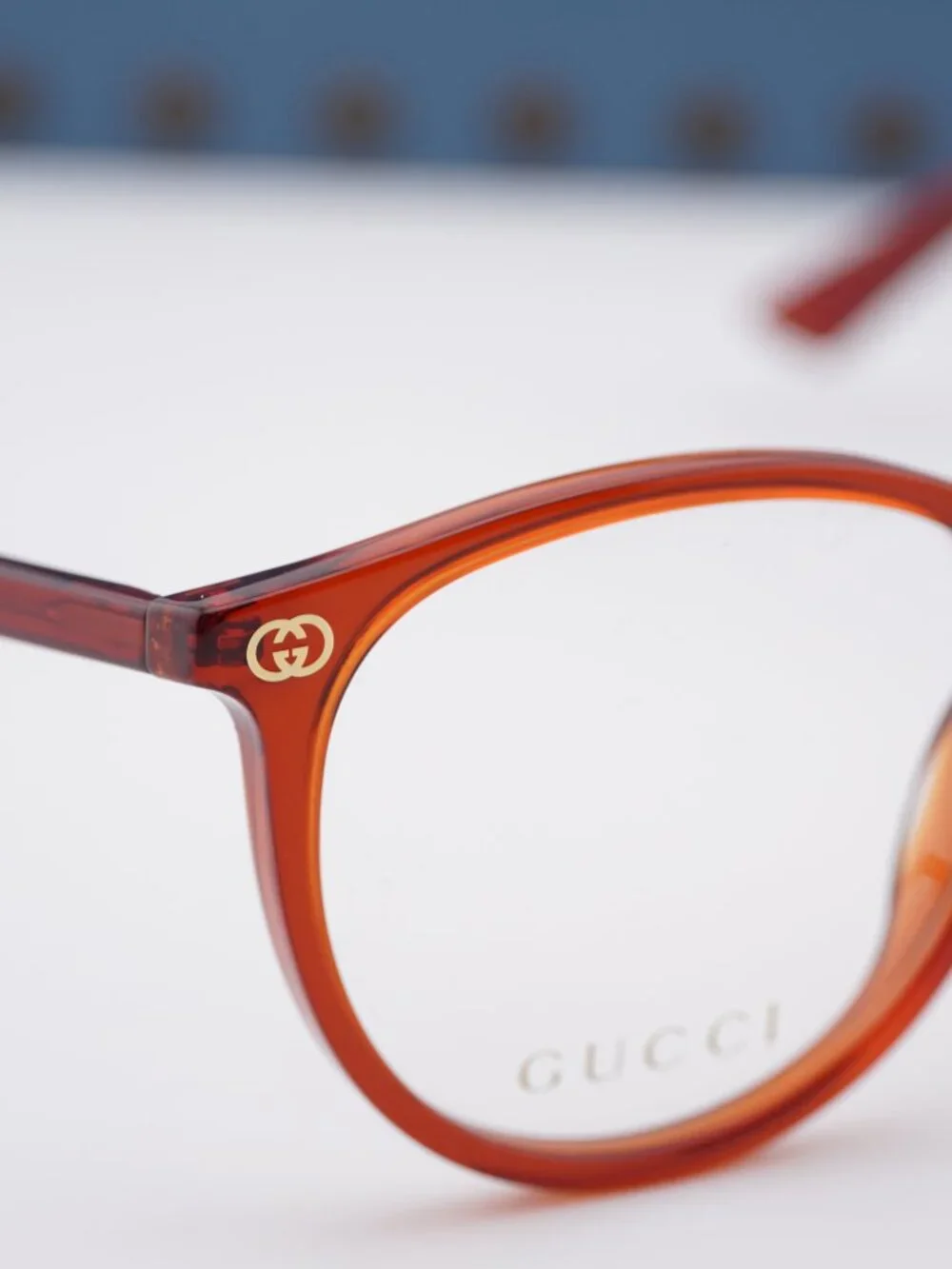 Gucci GG0027O 013 Women Round Eyeglasses - Shiny Bordeaux 50mm